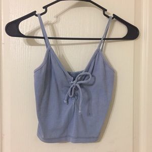 Blue Brandy Melville Lace Up Crop Top